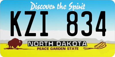 ND license plate KZI834