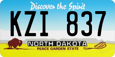 ND license plate KZI837
