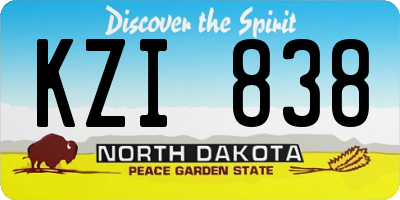 ND license plate KZI838