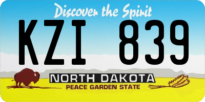 ND license plate KZI839