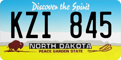 ND license plate KZI845