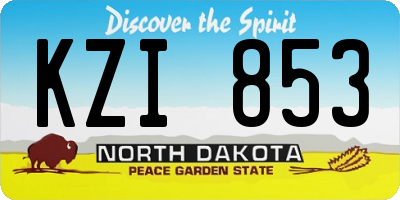 ND license plate KZI853