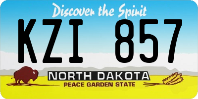 ND license plate KZI857