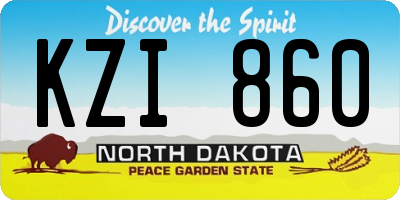 ND license plate KZI860