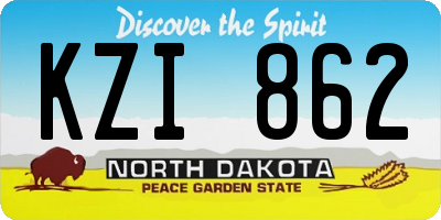ND license plate KZI862