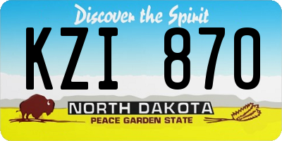 ND license plate KZI870