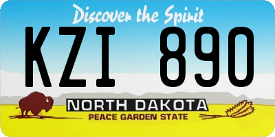 ND license plate KZI890