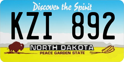 ND license plate KZI892