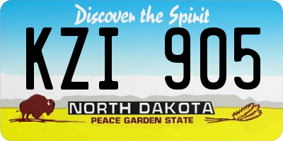 ND license plate KZI905