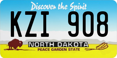 ND license plate KZI908
