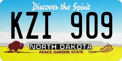 ND license plate KZI909