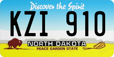 ND license plate KZI910