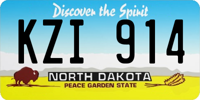 ND license plate KZI914