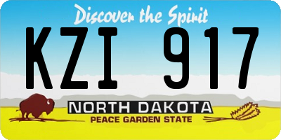 ND license plate KZI917