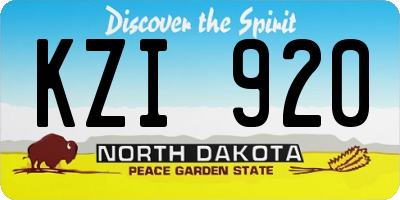 ND license plate KZI920