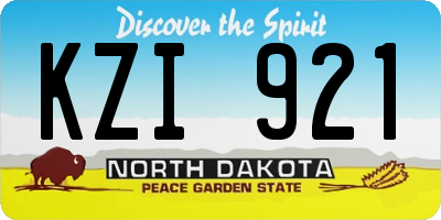 ND license plate KZI921