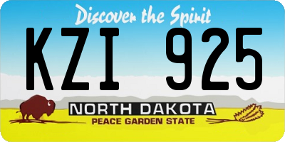 ND license plate KZI925