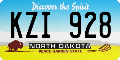 ND license plate KZI928