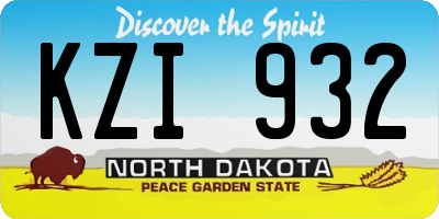 ND license plate KZI932