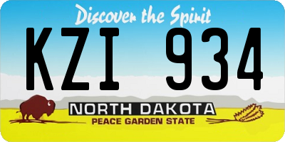 ND license plate KZI934