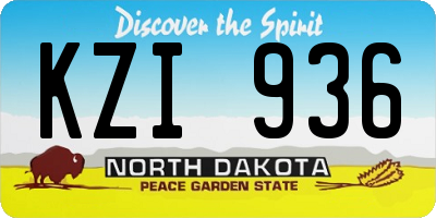 ND license plate KZI936