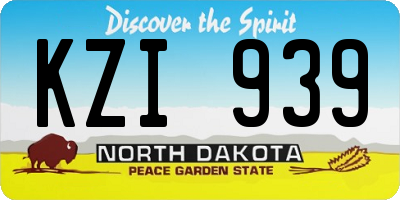 ND license plate KZI939