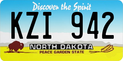 ND license plate KZI942