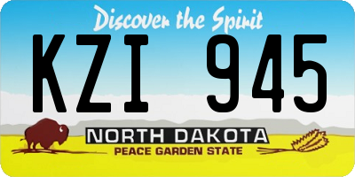 ND license plate KZI945