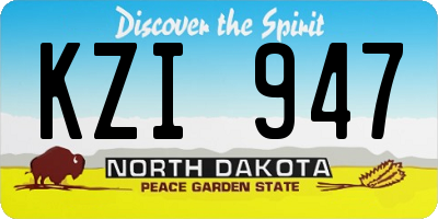 ND license plate KZI947