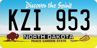 ND license plate KZI953