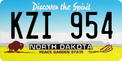 ND license plate KZI954