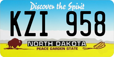 ND license plate KZI958