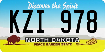 ND license plate KZI978