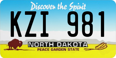 ND license plate KZI981