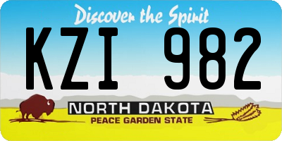 ND license plate KZI982