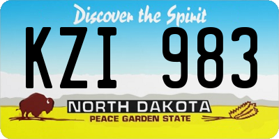 ND license plate KZI983