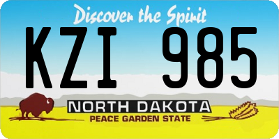 ND license plate KZI985