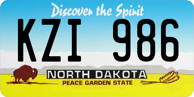 ND license plate KZI986