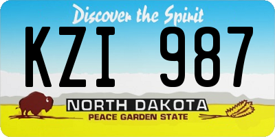 ND license plate KZI987