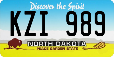 ND license plate KZI989