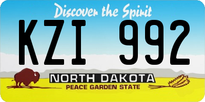 ND license plate KZI992