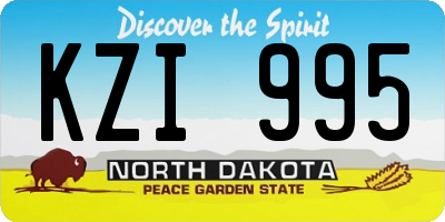 ND license plate KZI995