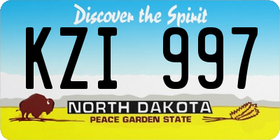 ND license plate KZI997