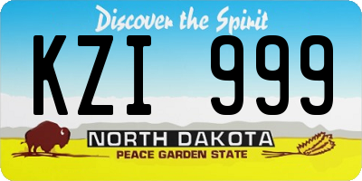 ND license plate KZI999