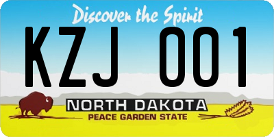 ND license plate KZJ001