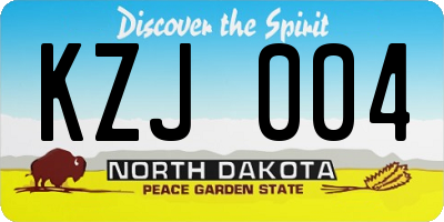 ND license plate KZJ004