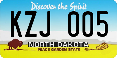 ND license plate KZJ005