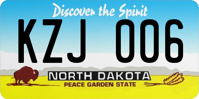 ND license plate KZJ006