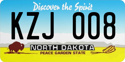 ND license plate KZJ008