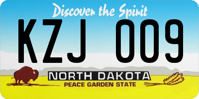 ND license plate KZJ009